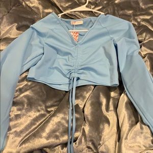 Blue pull up crop top